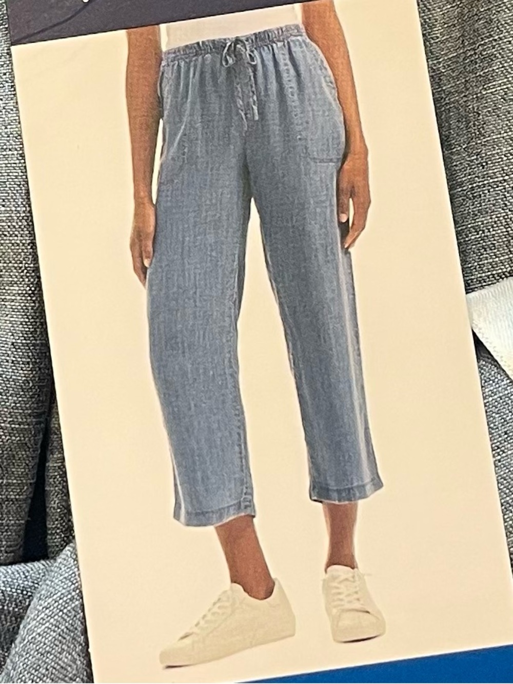 Splendid NWT Tencel Lyocell Chambray Wide Leg Pull On Pants Blue L